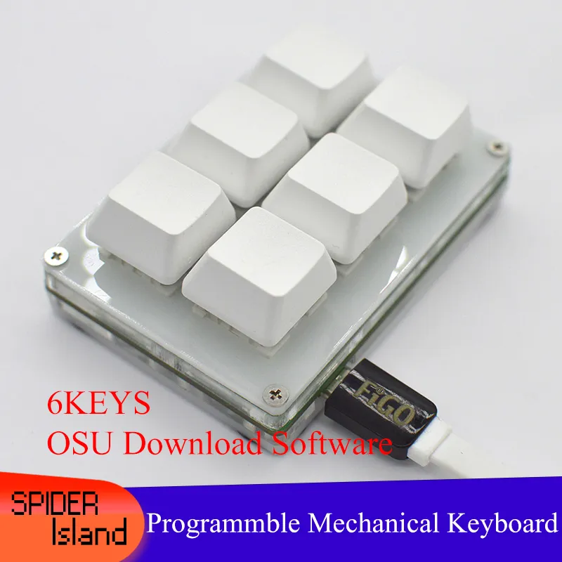 새로운 프로그래밍 가능한 기계식 키보드 6keys 매크로 키패드 블루 / 레드 스위치 DIY 사용자 정의 USB 프로그래밍 단축키 키 OSU!