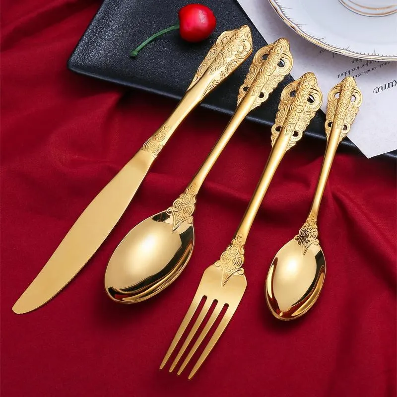 Учебные посуды наборы Creative Spoon Western Tableware Restaurant Золотая сталь из нержавеющей стали.