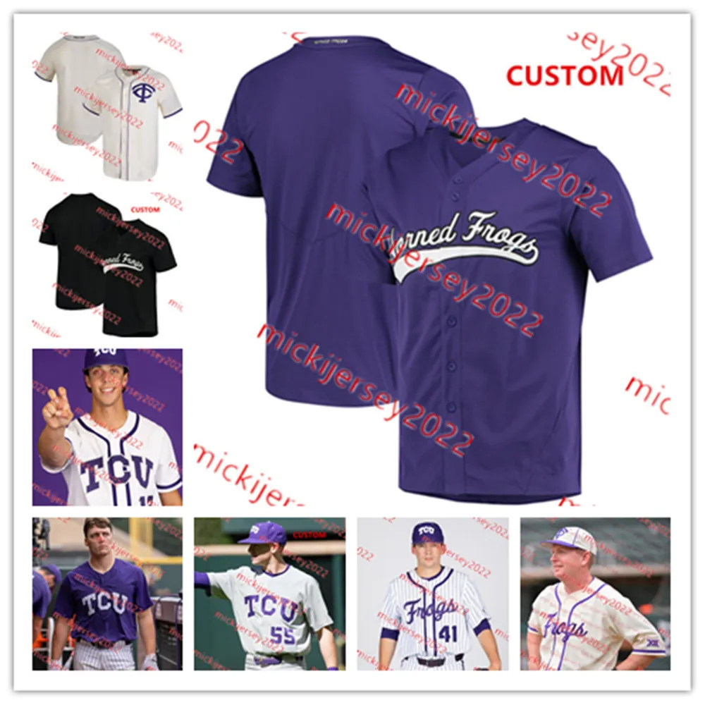 Custom Stitched TCU Baseball Jersey 9 Evan Skoug 34 Jake Arrieta 14 Matt Carpenter 6 Andrew Cashner 47 Matt Purke 12 Lance Broadway TCU Horned Frogs Jerseys Mens Youth