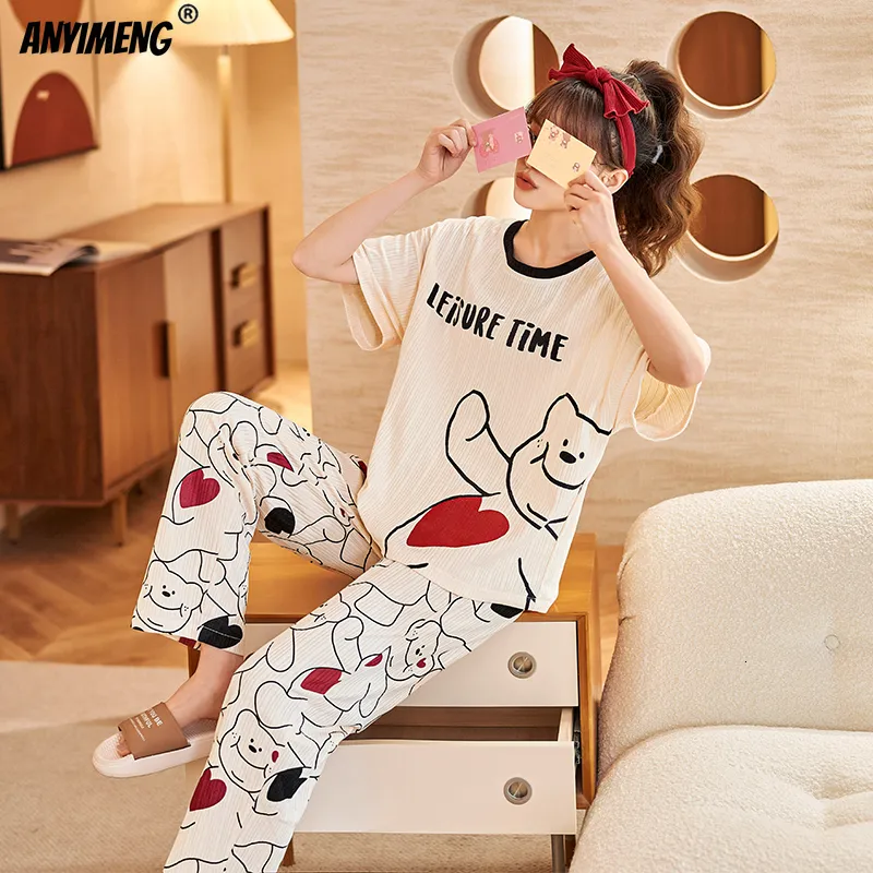 Summer Fashion Cotton Pajama Set For Women Plus Size Top And Bottom Lunya Sleepwear For Teen Girls And Home Lingerie Set 230314 From Kong01 24.5 DHgate.Com