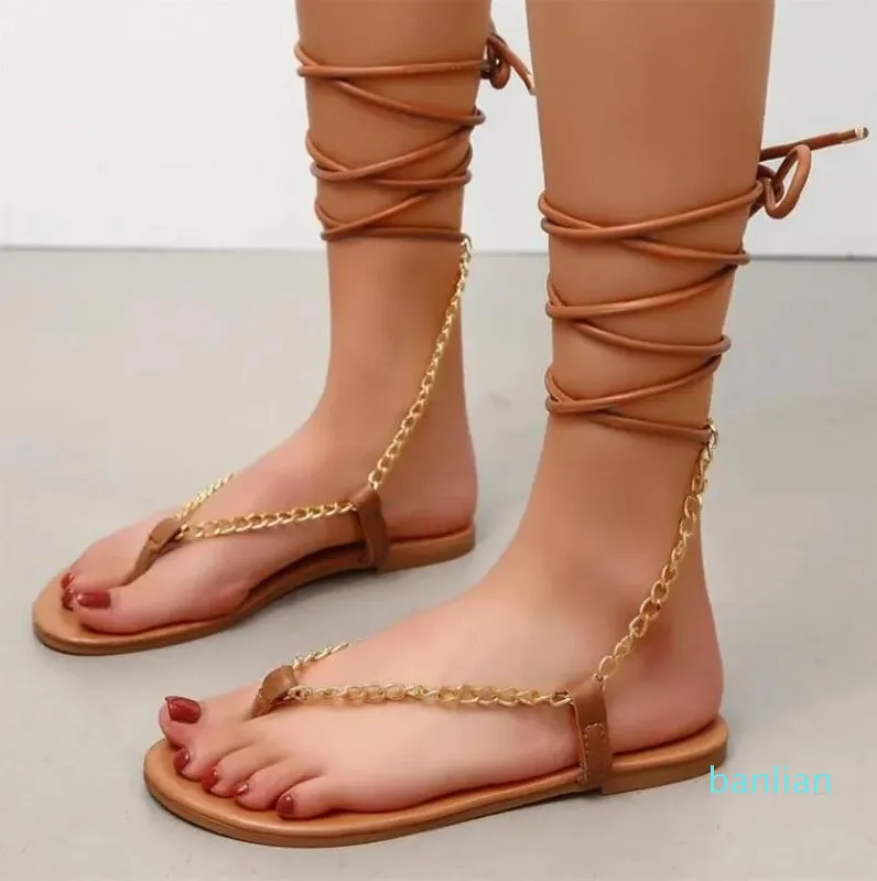 Sandały 2023 Kobiety Summer Fashion Flat Buty dla dorosłych komfort w stylu brytyjski