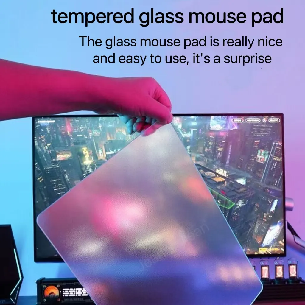 Tempered glas muis pad game muizen kussen transparante stomme mute bureau anti-slip waterdichte gaming office keyboard accessorie voor fps csgo