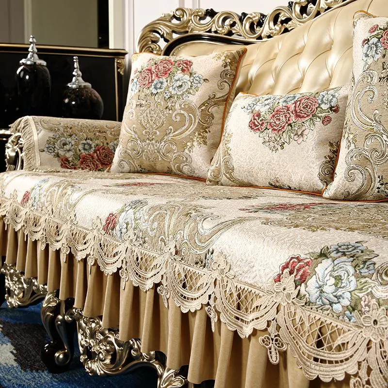 Housses de chaise Coussin de canapé de style européen Antidérapant Four Seasons Couverture générale haut de gamme Tissu de luxe