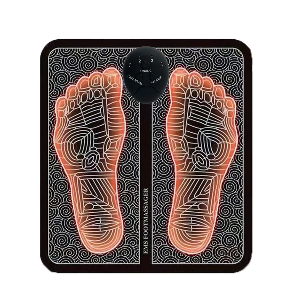 Foot Massager EMS Electric Foot Stimulation Massager Pad Folding Portable Mat hela automatisk blodcirkulation Massage Body Machine Män kvinnor 230314