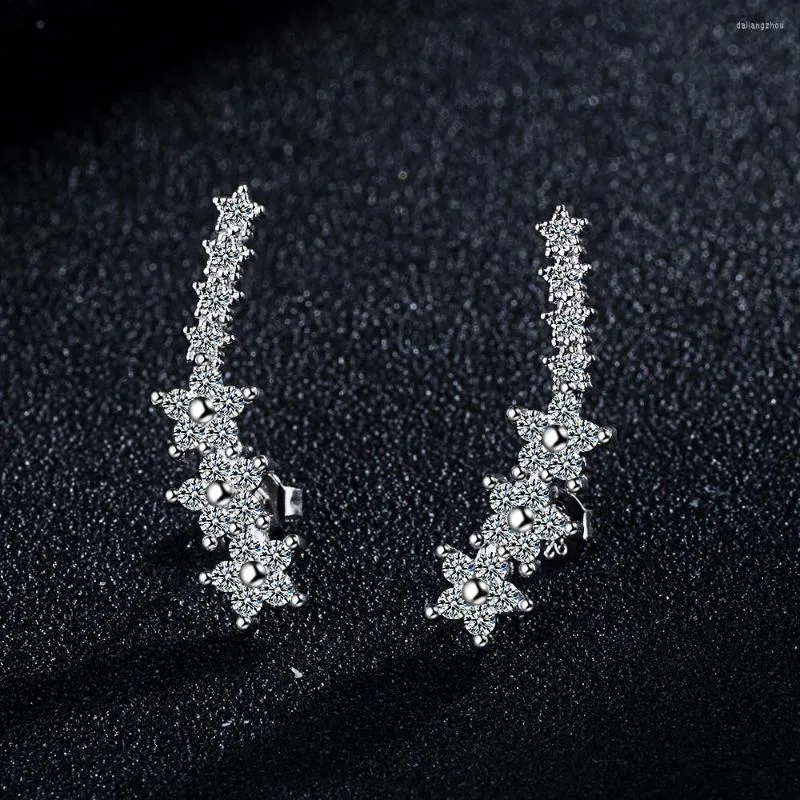 Stud Earrings Todorova Luxury Cubic Zircon Star Ear Crawlers For Women White Crystal Climbers Party Accessories
