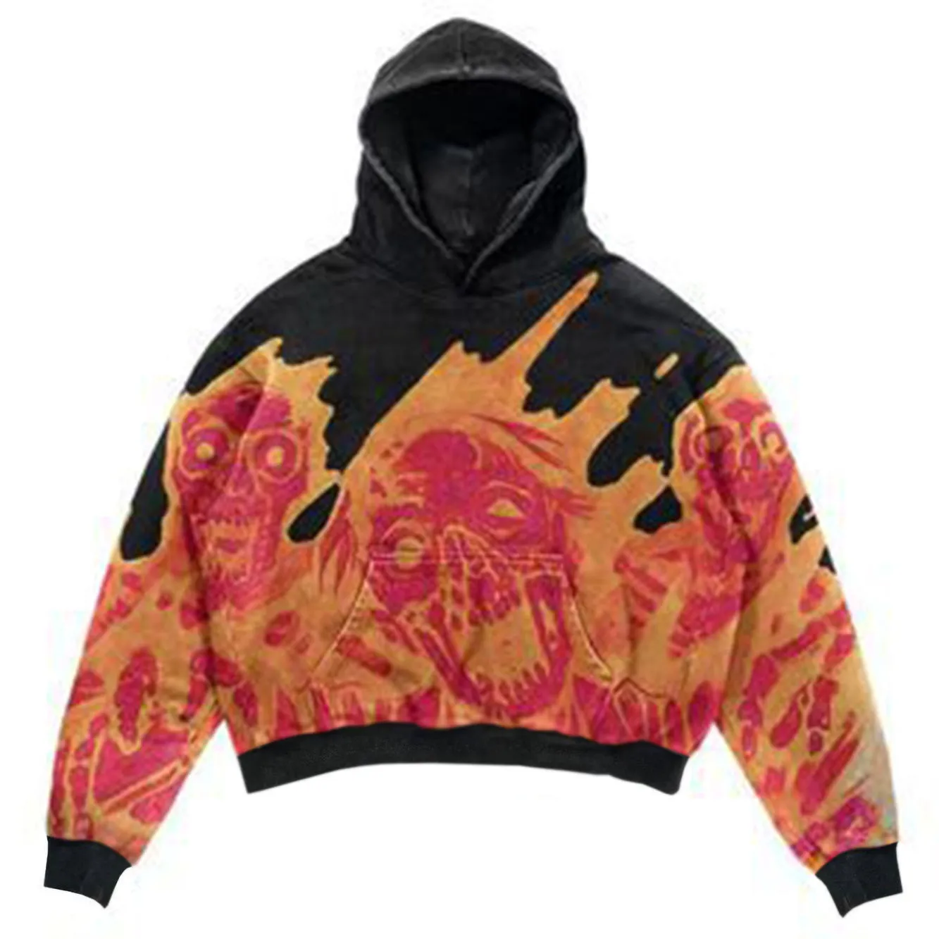 Mens Hoodies Women European and American Autumn and Winter Fashion Loose Coat Jacket Skull Print Long Sleeve Hooded High Street Sweater