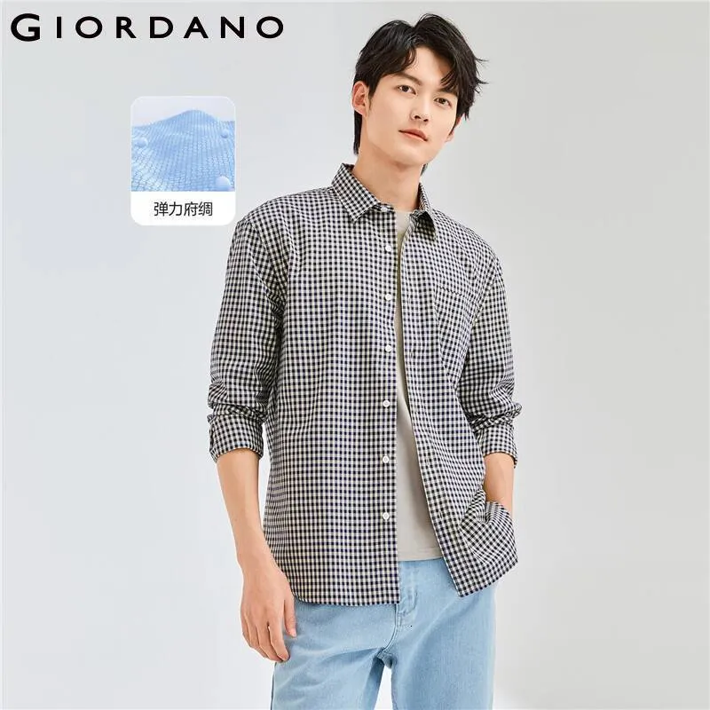 Camicie casual da uomo Camicie da uomo Lycra Stretchy Single Patch Pocket Camicia Chiusura con bottoni Camicie casual a maniche lunghe 01042101 230314