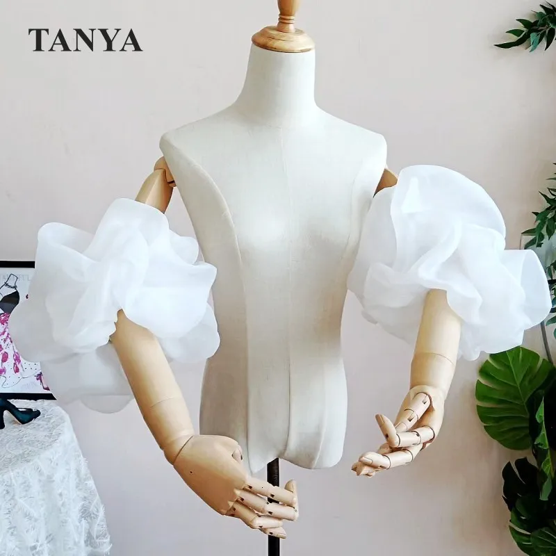 Manches de bras manches blanc ivoire Organza manches détachables pour mariage romantique amovible gonflé rêveur gants de fête de mariage accessoires de mariée 230314