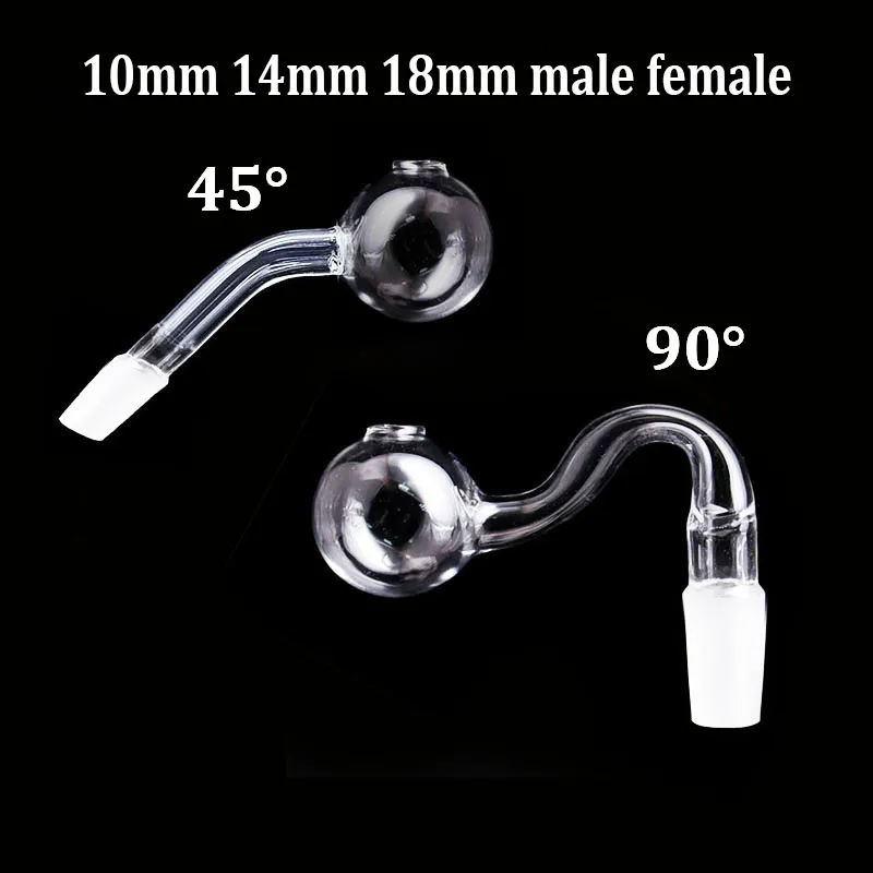 Curved Glass Oil Burner Pipe 10mm 45 90 Degree 10mm 14mm 18mm Male