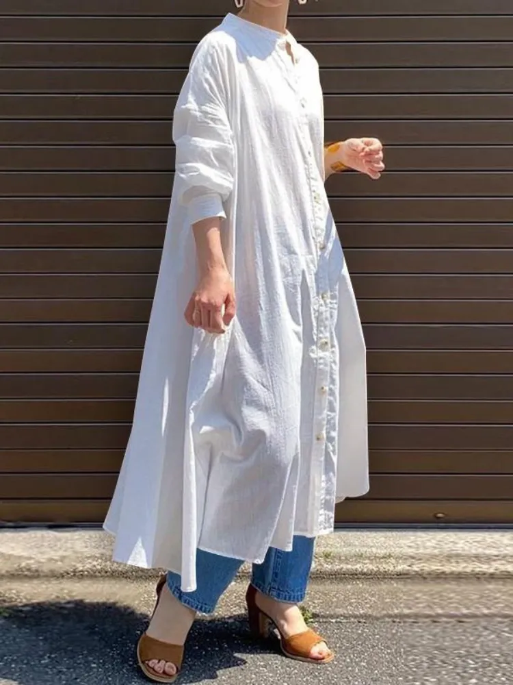 Casual Dresses Summer In For Women Korean Fashion Lose Long Sleeve Vintage Robe Oversize Streetwear 230313
