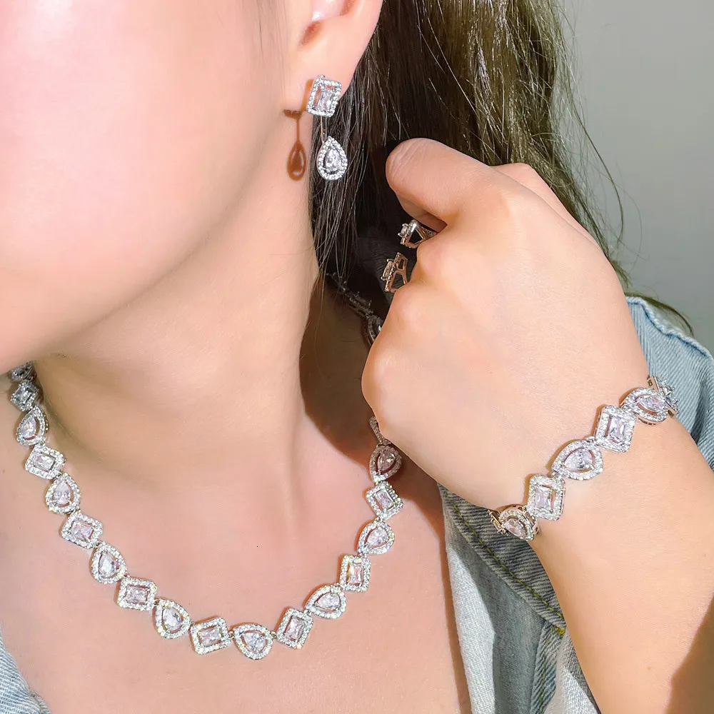 Wedding Jewelry Set: CWWZircons Sparkling Square Cubic Zircon 4-Piece Bridal  Necklace, Dubai White Gold Color - T607 230313 from Dhgate Wedding Jewelry  Sets - price 79.43, image size:1000x1000