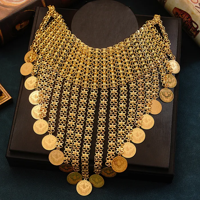 Pendant Necklaces Tassels Gold Plated Coin Necklace For Women