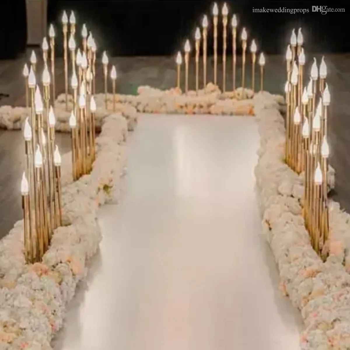 Decoração Decoração da passarela de casamento com pands de velas Wedding Wedding Gold Candlelit Walkway New Style High Heads Led Candle Light IMAKE660