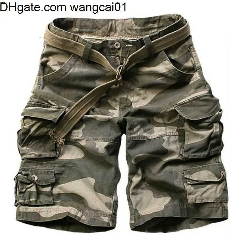 Wangcai01 Męskie spodenki 2020 Summer Army Wojskowe Kamuflabowe Shorts Mężczyźni z paskami swobodne kamuflaże ngth męskie ładunki krótkie spodnie Bermudas Hombre 0314H23