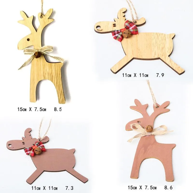 Decorazioni natalizie 5 pezzi Pendenti Ornamenti per alberi in legno Cervi Festa fai da te Regalo per bambini Decorazione da appendere1