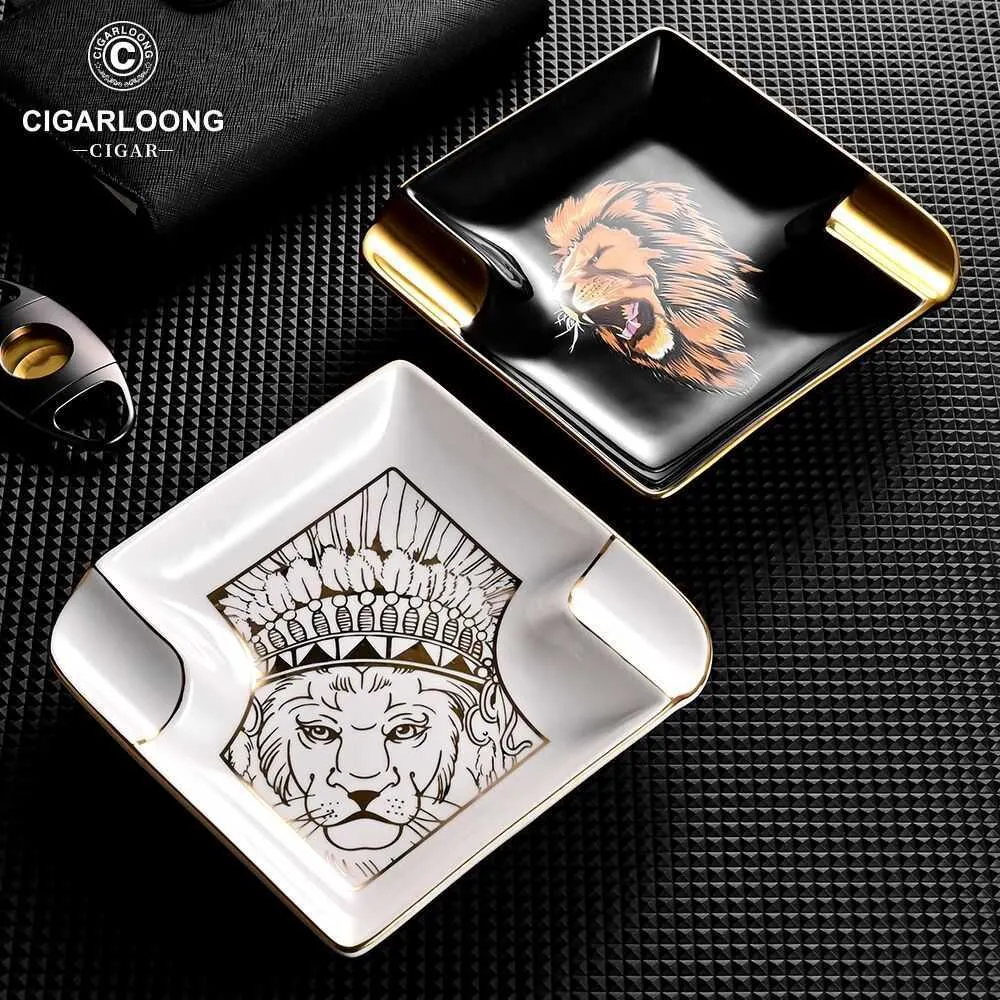 Cigarett Holder Cigar Ashtray Ceramic Living Room Decoration Tray Large Tobacco Cigarette Accessories Gift For Boyfriend