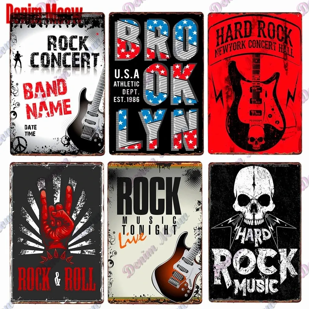 Vintage Rock and Roll Metal Pintura Signo Música Jazz Cartel Retro Música Cartel de chapa Cerveza Rock Pub Club Decoración de pared Decoración de metal 30X20cm W03