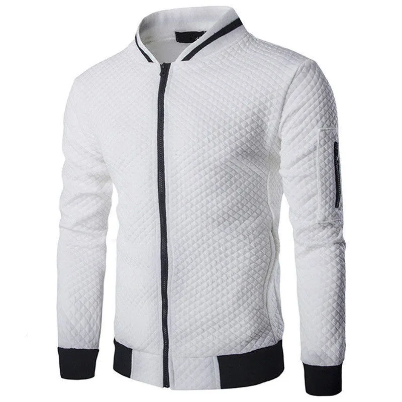 Vestes pour hommes Sweats à capuche pour hommes Marque masculine Casual Zipper Jacket Stand-Cou Sudaderas Hombre Sweat-shirt Blanc Check 3D Plaid Survêtement XXL 230313