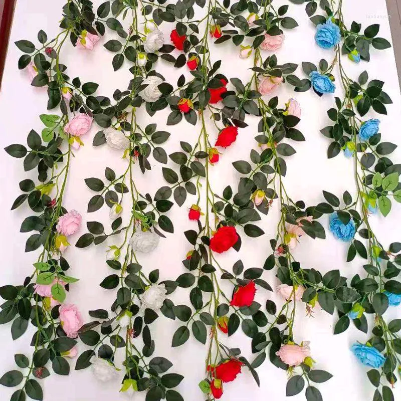 Dekorativa blommor 28 Rose Flower Head Artificial Vine Ivy Leaf Wreath Silk Wedding Arch Home Garden Decora