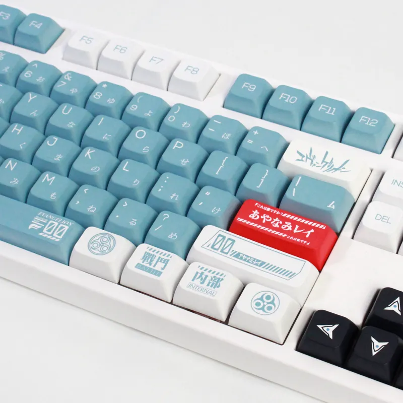 EVA-00 XDA Keycap Profil Japonais Bleu 135 Touches Caps pour Clavier Mécanique Gaming MX Commutateurs DYE-SUB Personnalisé PBT Keycap