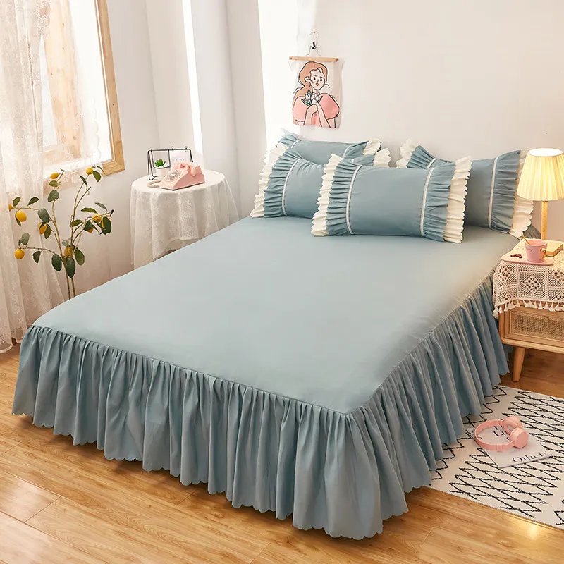 Jupe De Lit Gris Gaze Dentelle Feuille De Lotus Dentelle Jupes De Lit Style Princesse Couleur Unie Couvre Lit Draps Antiderapants Pour Fille Couvre Lit 230314 Du 19 43 DHgate