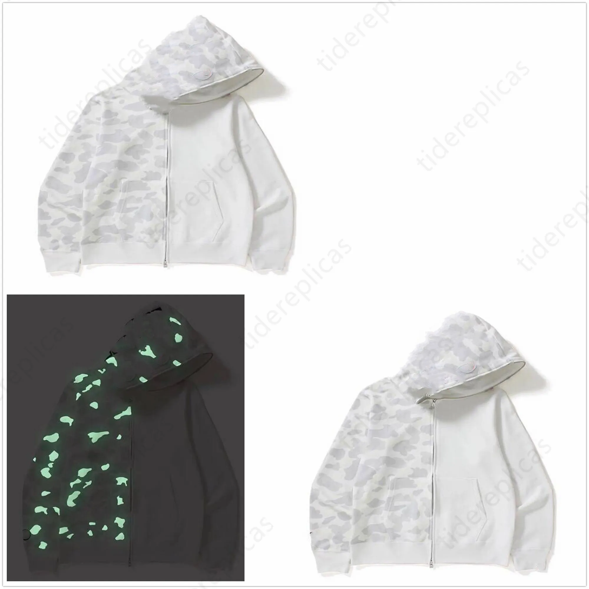 heren hoodies designer hoodie Shark lichtgevende damessweatshirts letters Camo hoody oversized katoenen truien met ritssluiting hoodys geborduurd vest