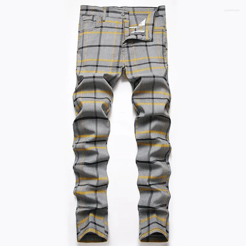 Pantaloni da uomo 2023 Pantaloni chino da uomo in pollici Business Straight Plaid Slim Fit Pantaloni per il tempo libero Spring Casual England Style Cargo