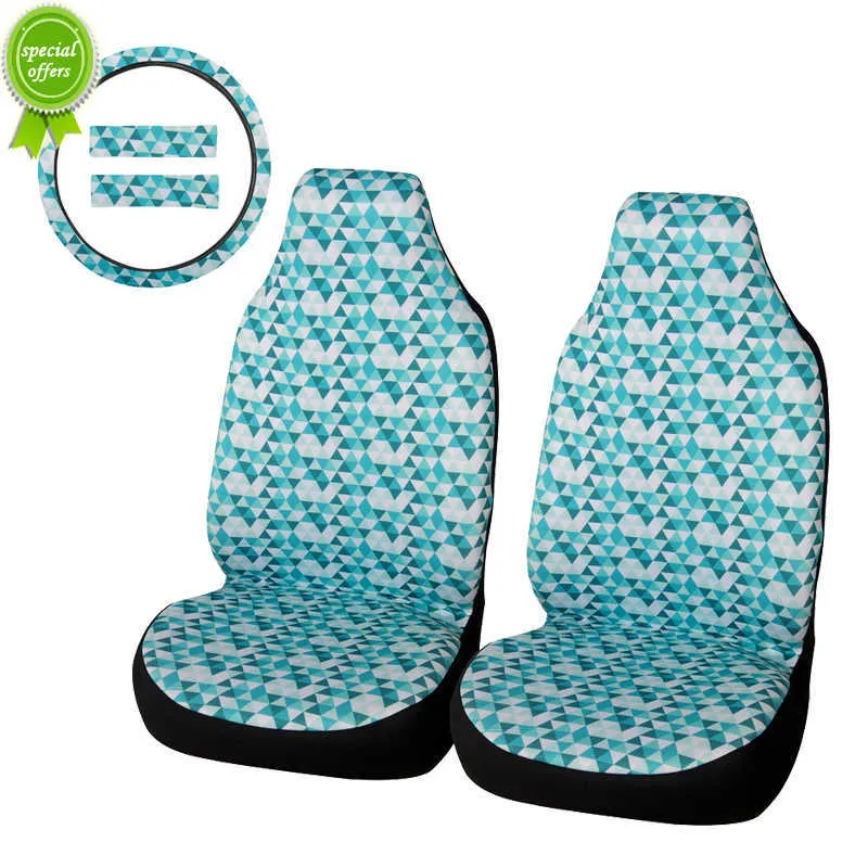 New 2 PCS Car Bucket Seat Cover Blue White Diamond Pattern Fashion Front Auto Seat Covers For gaz For APRILIA For APRILIA For PROTON