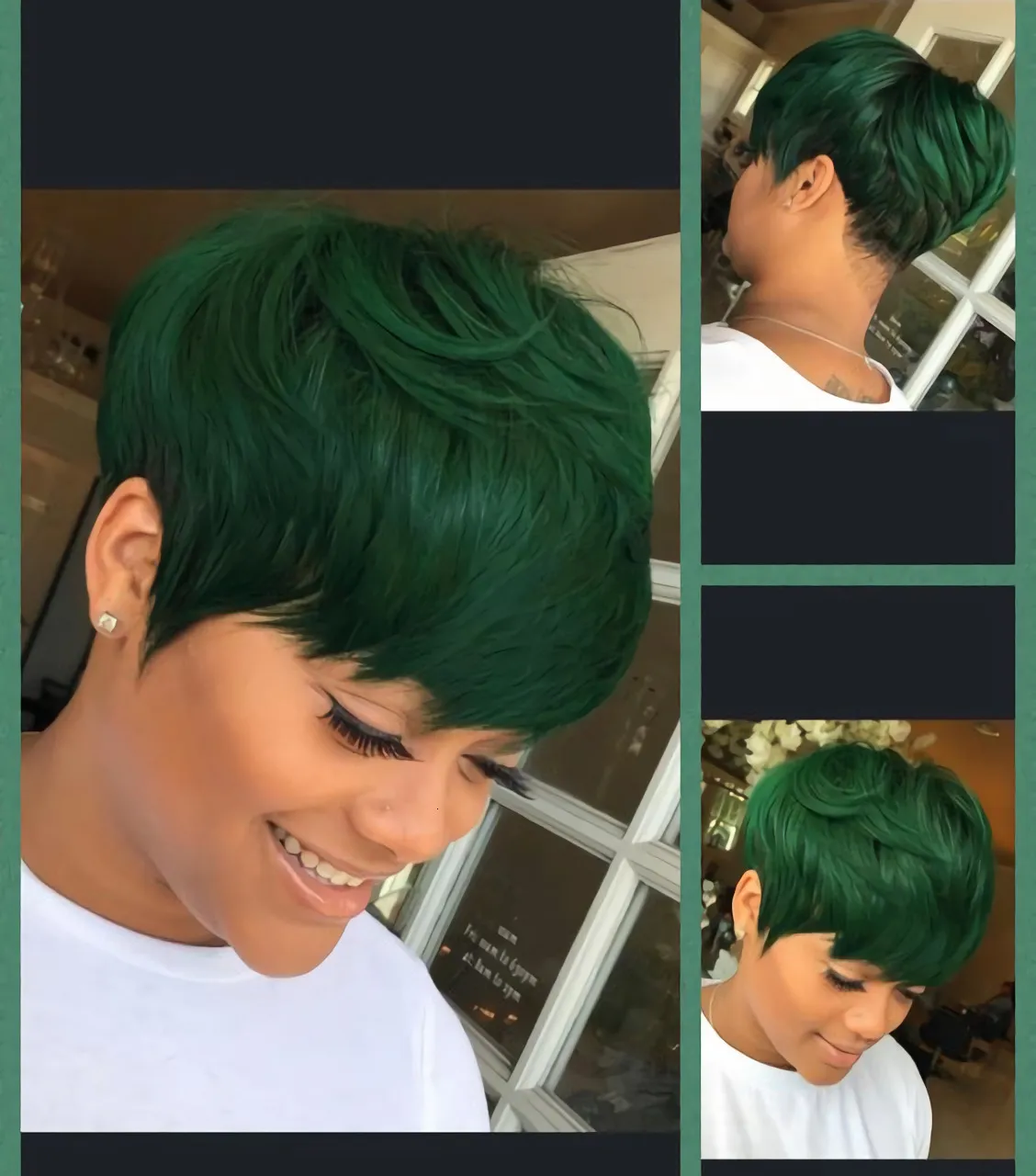 Synthetic Wigs BeiSDWig Mixed for Black White Women Short Green Hair Wig Heat Reistant Hairstyles Haircuts 230314