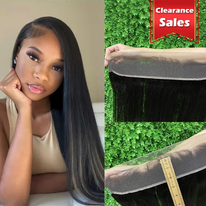 Uitverkoop 13X2 Oor tot Oor Sluiting Braziliaanse Maagd Haar Kant Frontale Zijdeachtige Rechte Body Wave Menselijk Haarstukjes Gratis Deel 8-20 inch Natuurlijke Kleur