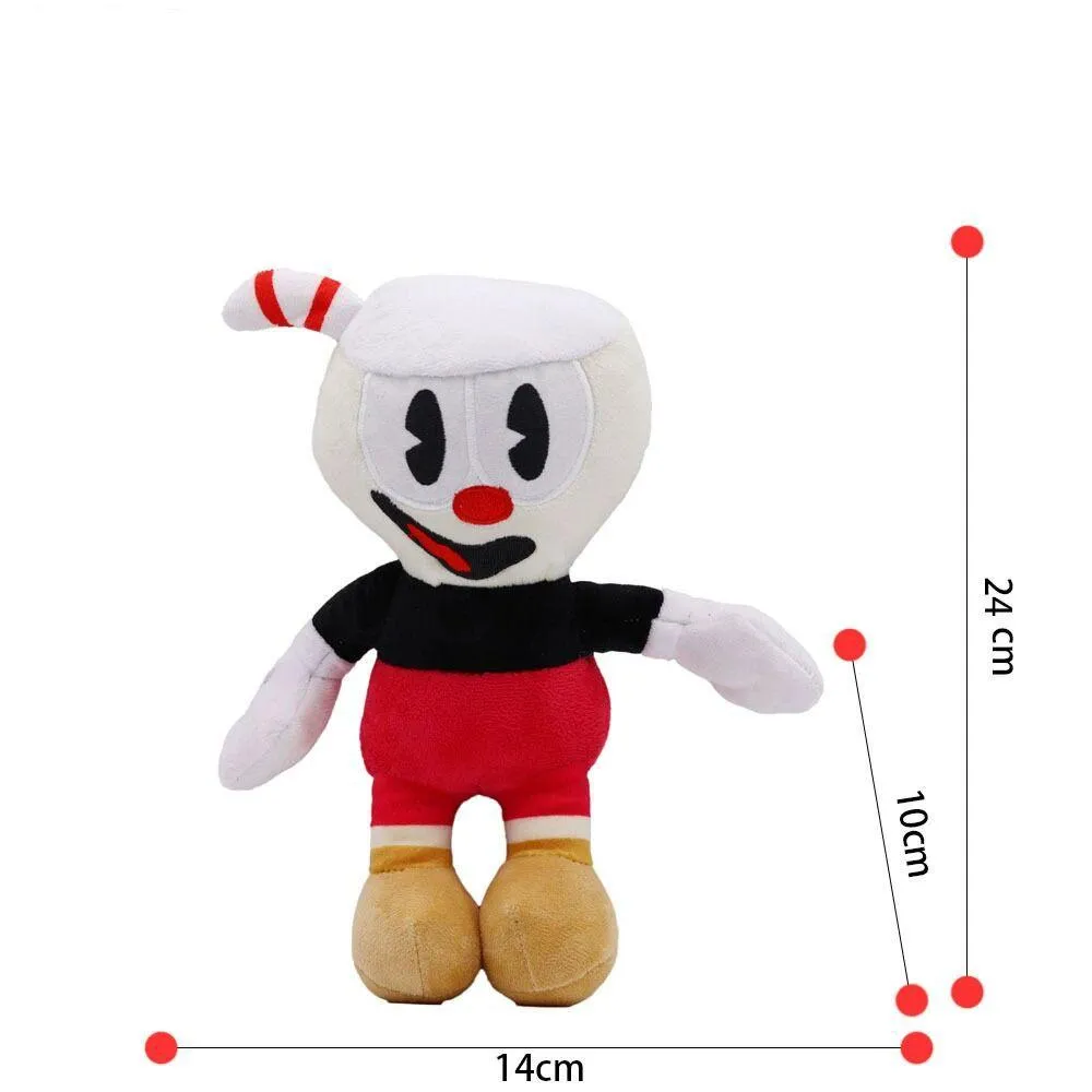 Wholesale and retail 24cm New Teacup Head Great Adventure Cuphead plush toy gaming perimeter Mug Head Mugman Doll