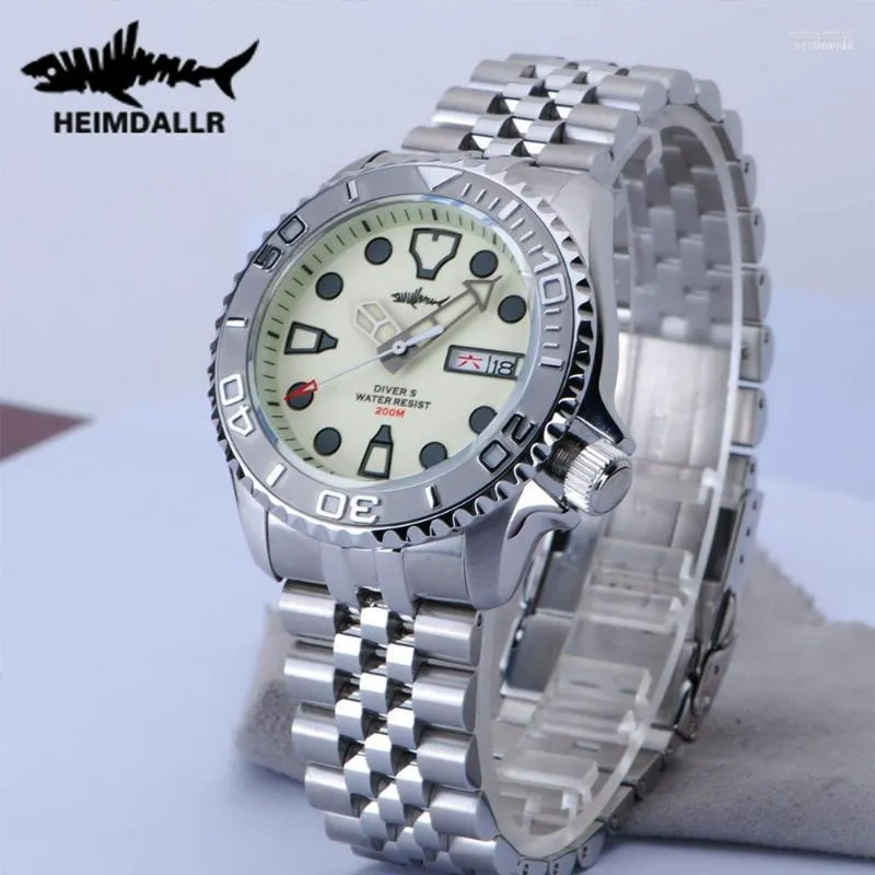 Начатые часы Heimdallr SKX007 Watch Мужская сапфировая стеклянная светистая циферблат 200 м водонепроницаемый стальной дайвер NH36 Автоматический механический часы