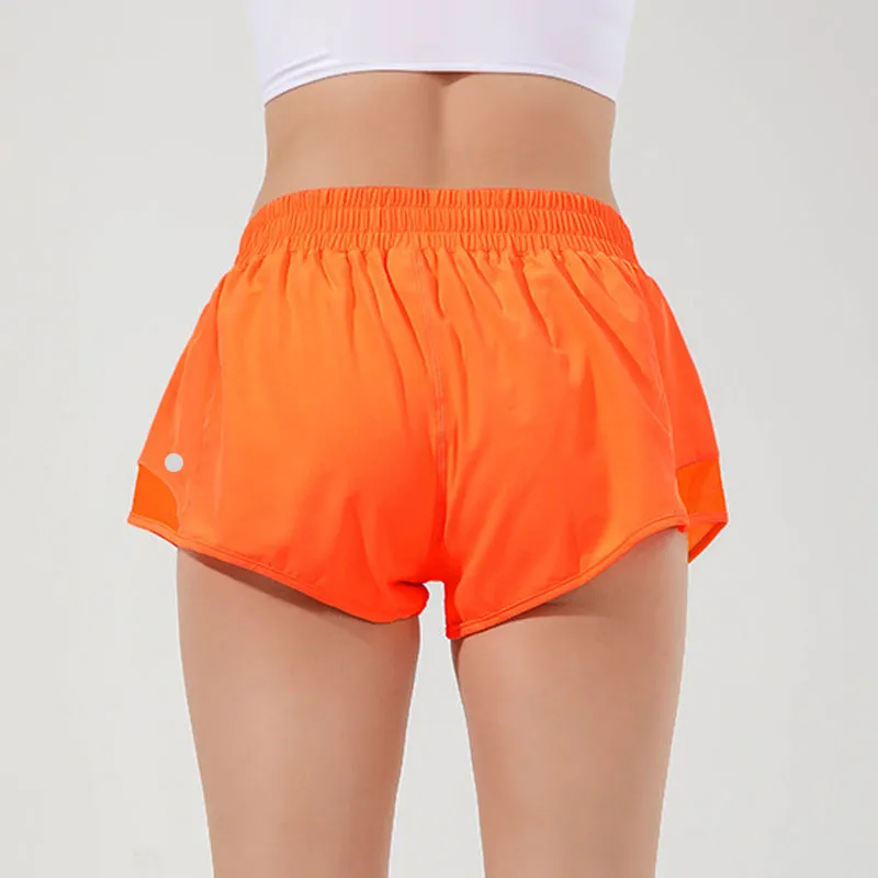 L-091 Low Rise Shorts Breathable Quick-Dry Yoga Shorts Built-in Lined Sports Short Hidden Zipper Side Drop-in Pockets Running 271S