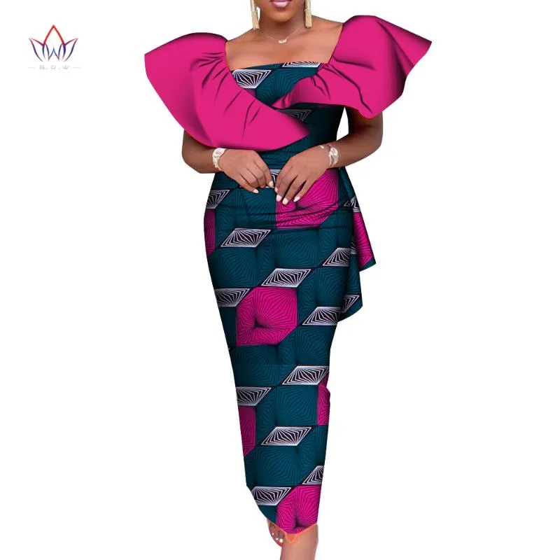 Ubranie etniczne Bintarealwax 2023 Letnie sukienki dla kobiet Vestidos Long Party African Dashiki Plus Size 7xl Kids Długość ubrania WY900