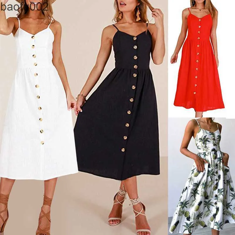 Casual Dresses 2019 New Women Print Floral Stripe Long Dress Sexig V-ringad ärmhet Button Beach Casual Boho Midi Dress Plus Size 3XL Vestidos W0315