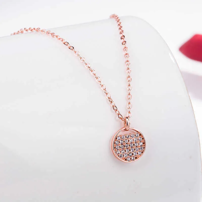 Hangertjeskettingen S925 Sterling Zilver Volledige Diamanten Ronde Hangertjesketting Minimalistisch en veelzijdig Temperament Sleutelbeenketting voor vrouwenL230315