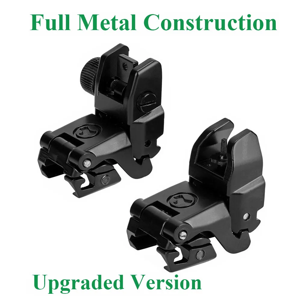 Upgraded MBUS Back-Up Front and Rear Folding Holographic Sights Full Metal Construction Hunting Flip Up Sight for M4 AR15 fit Picatinny Rail