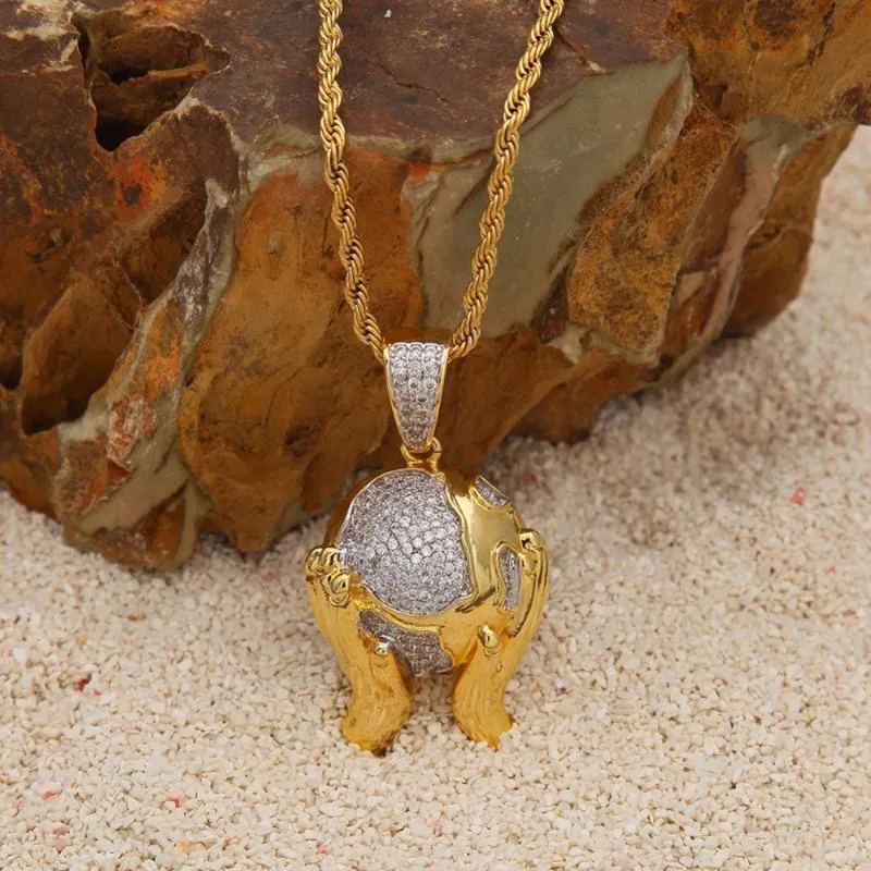 Pendant Necklaces Hip Hop Full CZ Zircon Paved Bling Iced Out Gold Color Shooting Basketball Pendants Necklace Men Rapper JewelryPendant Pen