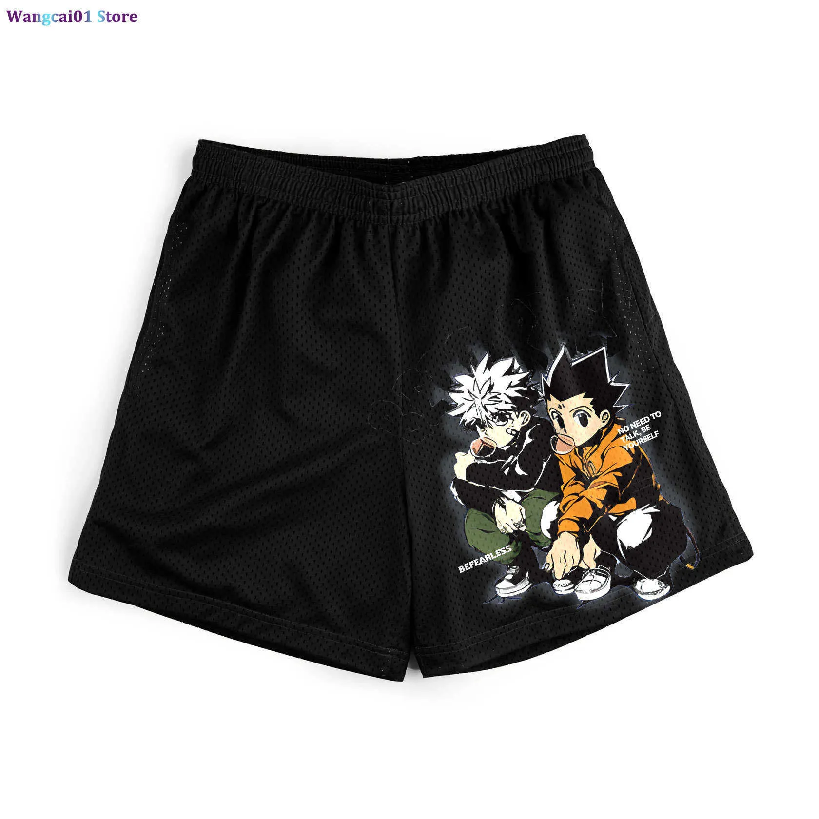 wangcai01 Men's Shorts Anime Hunter X Hunter Shorts Men Running Jogging Gym Fitness Bodybuilding Workout Sports Shorts Beach Summer Quick Dry Shorts 0315H23