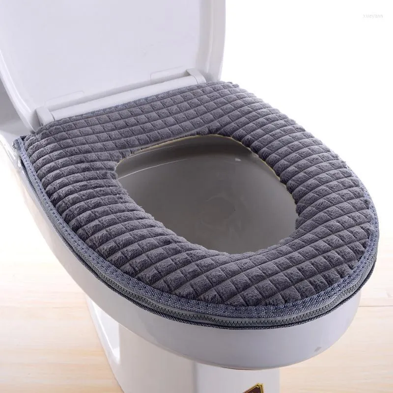 Fundas para asiento de inodoro, suave y cálida felpa, almohadilla para tapa de invierno, accesorios de baño, decoración del hogar