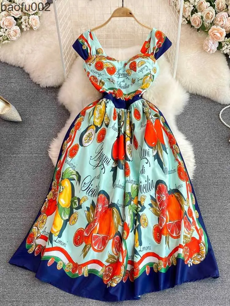 Sukienki swobodne Letni pas startowy cytrynowe litery kwiatowe Drukuj sukienka plażowa damska kubek bez rękawów