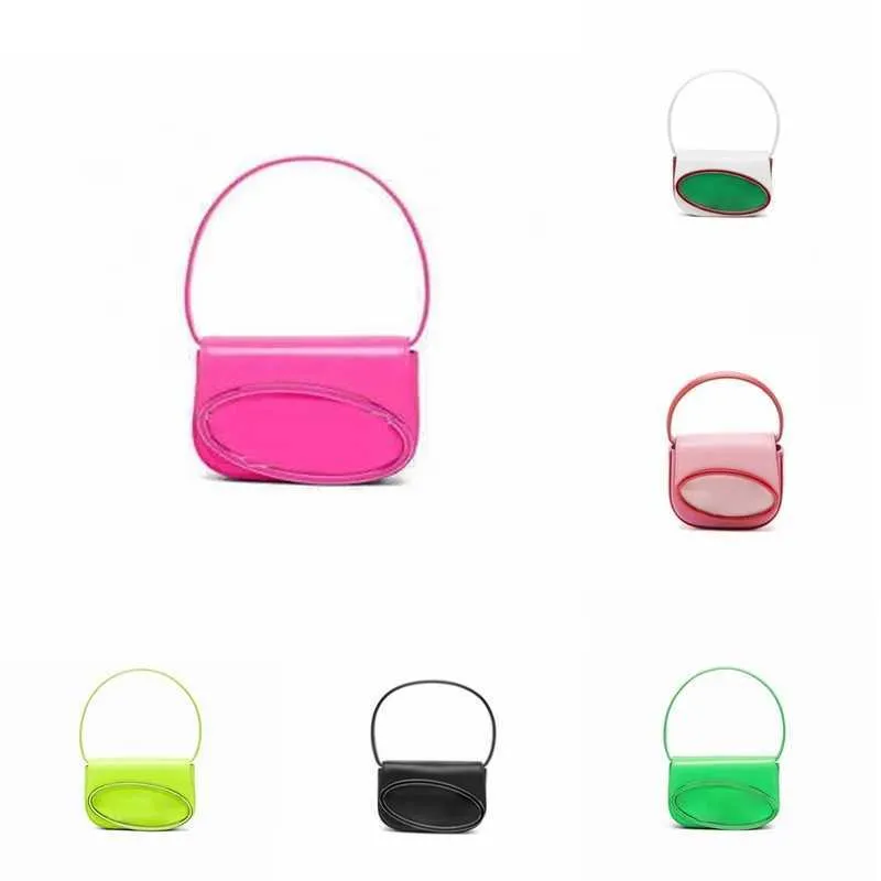 сумка через плечо дизайнерские сумки через плечо женские розовые сумки флуоресцентные полукруглые кожаные сумки с клапаном подмышек Модные сумки-кошельки 2 размера 230306