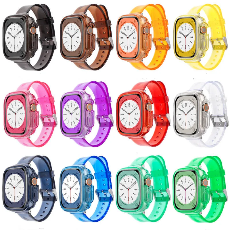 for Apple Watch Series 8 7 6 5 4 3 2 1 SE Ultra Soft Clear Colorful Protective Case Band Strap Cover 49mm 45mm