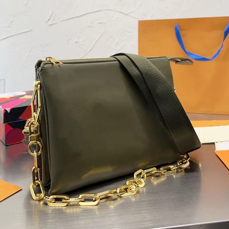 Bolsas de crossbody Chain ombro grosso Mulheres bolsa de bolsa hobo axueta de baguete coussin bolsa de tiras largas de manchas de moda de alta qualidade tiras de alta qualidade