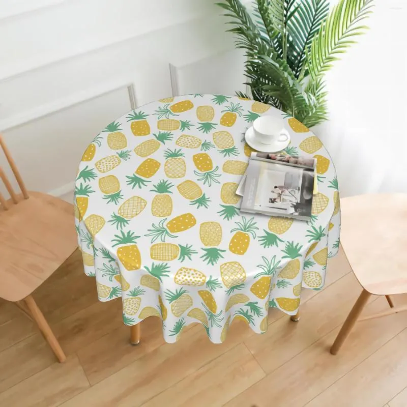 Nappe ronde en forme d'ananas jaune, couverture de Fruits, imperméable, résistante aux rides, pour la cuisine de la maison et l'extérieur