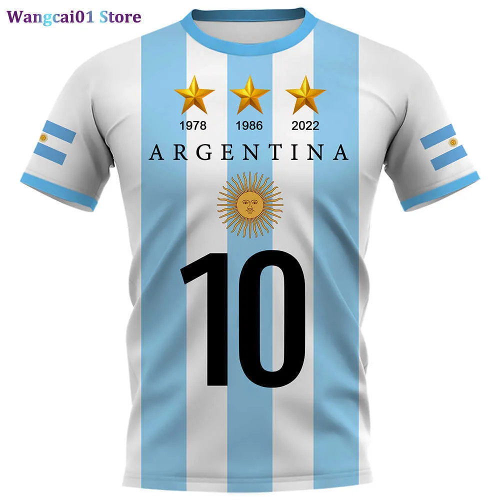 wangcai01 T-shirts pour hommes CLOOCL DIY Numéro Argentine Drapeau T-shirt Mode Imprimé 3D Court Seve T-shirts en vedette 2022 Casual Activewear Summer Tops 0321H23