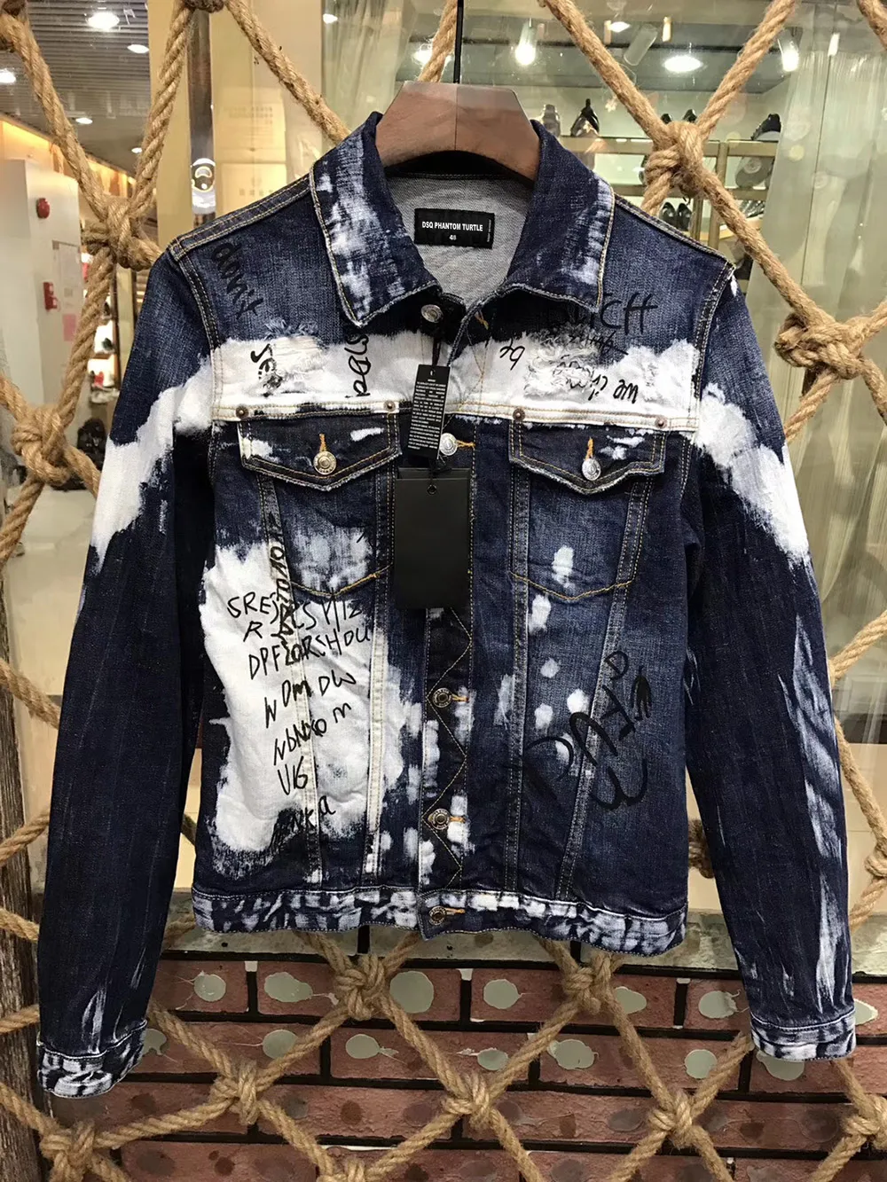 Dsq Phantom tortue veste en jean hommes manteau bleu décontracté coton col rabattu manches longues Bomber vestes pour homme