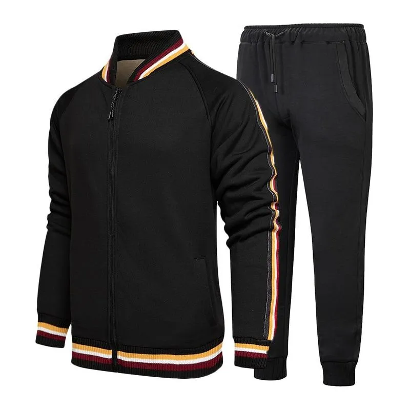 ジョギング衣類の男性服セット2023スプリングメンズカーディガンスウェットシャツスーツユーススタンドアップカラーカジュアルパーソナリティスポーツウェアツーピース