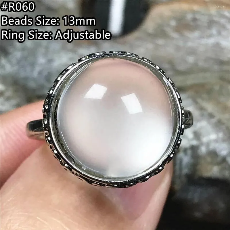 Кластерные кольца Top Natural Moonstone Кольцо для женщин мужчина исцеляет Love Luck Crystal White Light Beads камень серебро регулируемые украшения