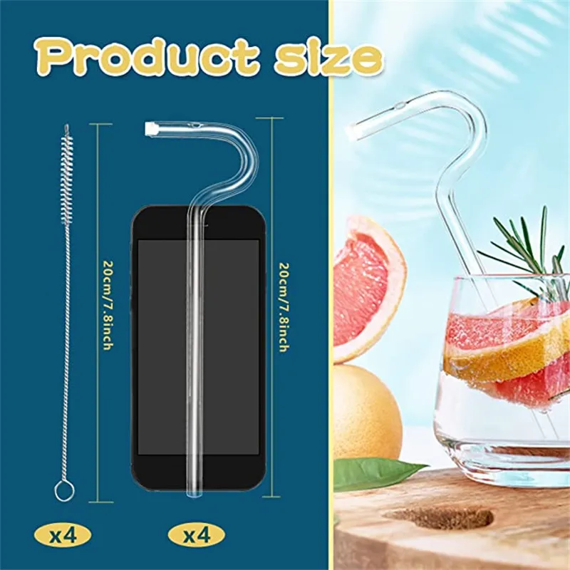 Anti Wrinkle Straw, Reusable Glass Drinking Straw Flute Style